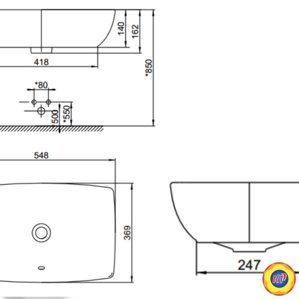 Chậu Lavabo Đặt Bàn American Standard WP-F650 Milano